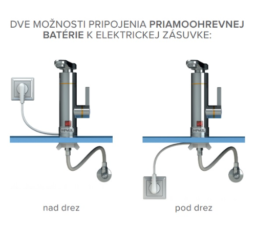 Hakl HK OB 330 elektrická priamoohrevná vodovodná batéria, ramienko otočné o 360°, 3,3kW, chróm